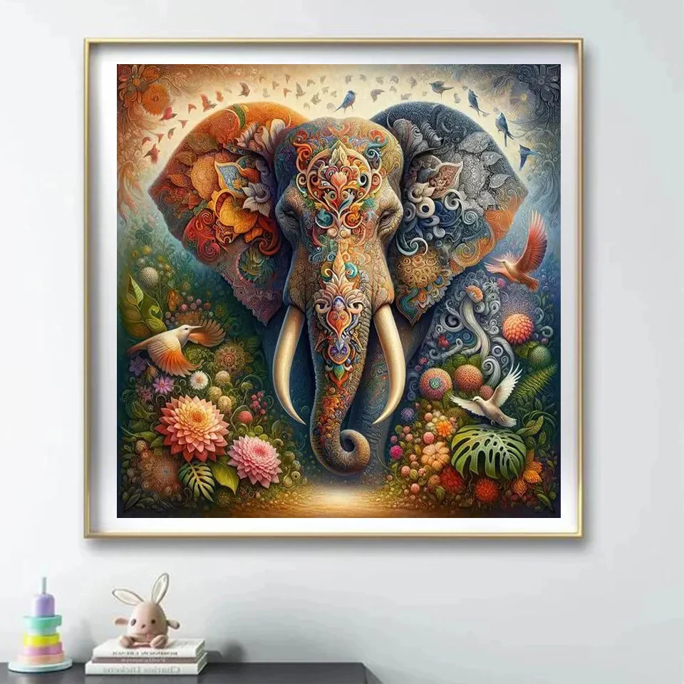 DIY Flowers Elephant Diy 5D Diamond Painting Cross Stitch Animals Diamond Mosaic For Living Room Decor