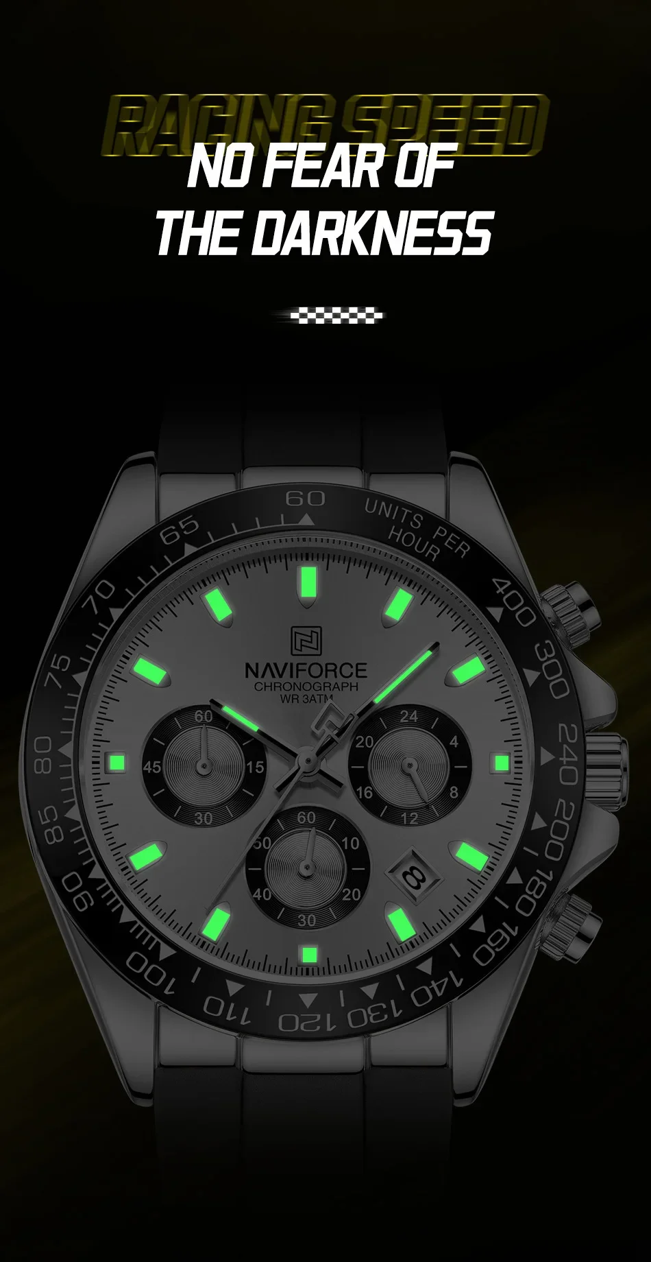 NAVIFORCE NF8054 Originaluhren für Herren, Silikonarmband, lässige Sport-Chronographen-Armbanduhr mit Leuchtfunktion – Detail 13