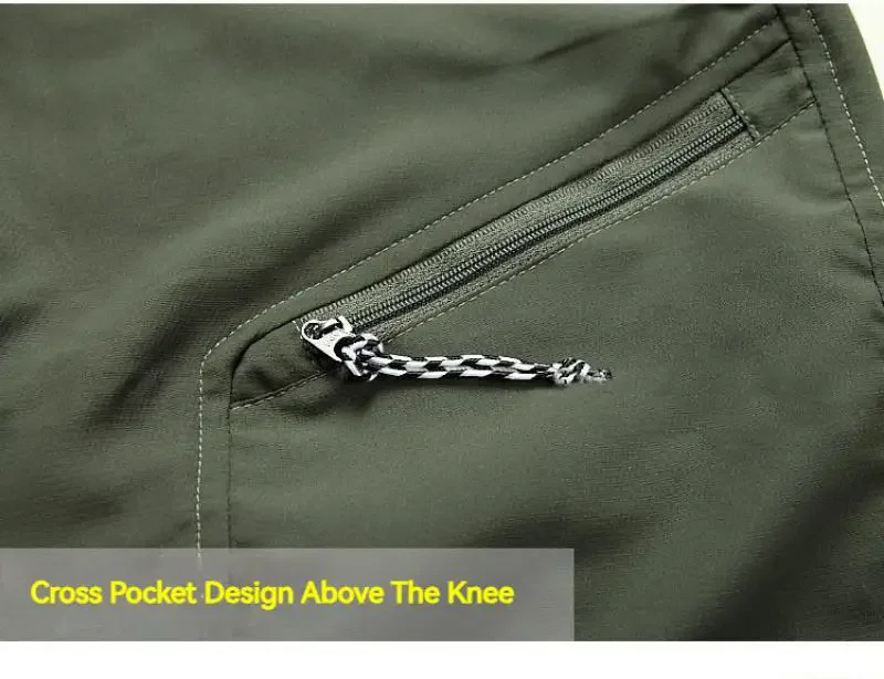 Schnell trocknende Wanderhose für Herren und Damen, Reißverschlusstaschen, Outdoor-Freizeithose, Sommer, abnehmbares Bein, lange Hose für Camping und Angeln – Detail 7