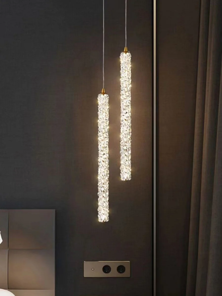 Luxury Bedroom K9 Crystals Pendant Lights Modern Dimmable Aisle Living Room Ceiling Chandelier Gold Luster Home Decor Led Light