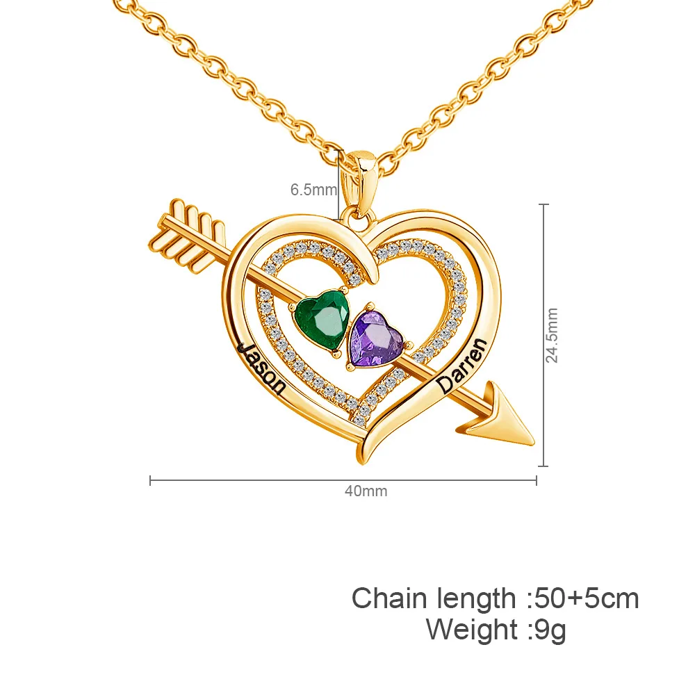 2025 New style birthstone diamond pendant Cupid heart arrow DIY personalized fashion necklace gift