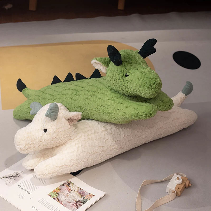 90/120cm Dinosaur Doll Throw Pillow Plush Toy Animal Sleeping Special Bed Cushion Green White Dragon Doll Birthday Gifts