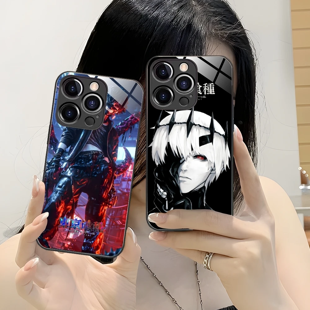 Tokyo Ghoul Kaneki Mobile Cell Phone Case for iPhone 16 15 14 13 12 11 X XR XS 8 Pro Max Plus Mini PC Glass Phone Cover Shell