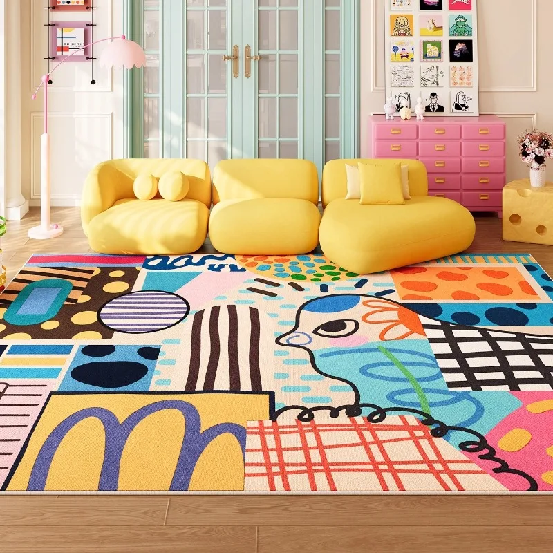 

Дофамин Креативный красочный ковер для гостиной Большая площадь дивана Журнальный столик Нескользящий напольный коврик Спальня Прикроватный плюшевый мягкий ковер 러그