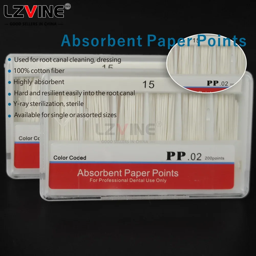 PP04 35# Dental Absorbent Paper Points Root Cancel Cotton Fiber Tips Product15-#40 Dentistry Materials papier absorbant dentaire