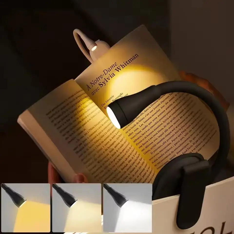 Portable Mini Reading Book Light Dimmable Rechargeable Clip-on Night Lights 360° Flip Eye Protection Led Book Lamp Bedroom