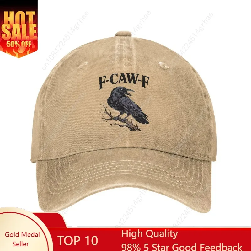 

F Caw F Funny Raven Baseball Cap Sun Sun-Proof Custom DIY Washed Hip Hop Hats Unisex Men Stylish Outdoor Sport Snapback Cap