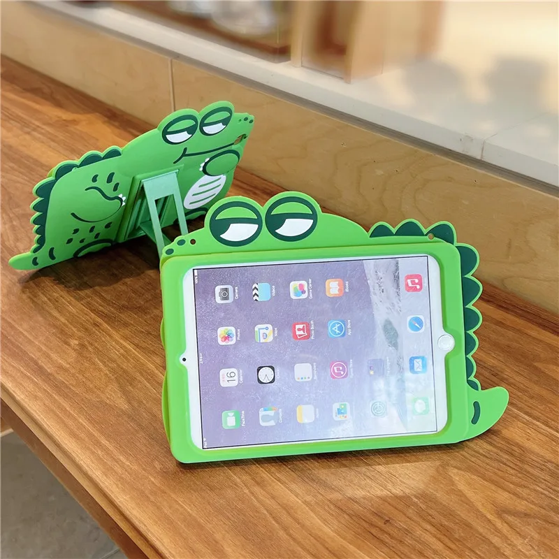 Dinosaur Silicone Stand Funda Case For ipad 10.2 10.5 6th 9.7 pro11 Mini6 Air5 4 3 2 1 Tablet Apple Unisex Laptop Replace Cover