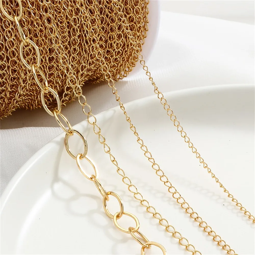 14K Gold Ponytail Chain Chain Loose Chain Handmade Diy Bracelet Necklace Extended Chain Accessories L018 image 2
