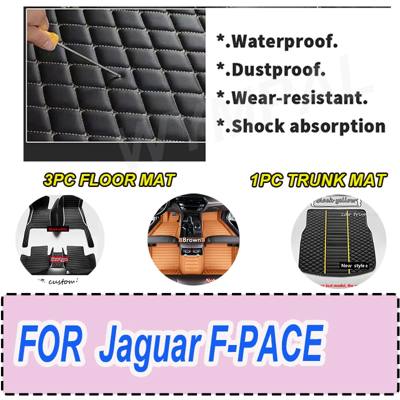 

LUXURY Car Floor Mats For Jaguar F-PACE 2016 2017 2018 2019 2020 Custom Auto Foot Pads