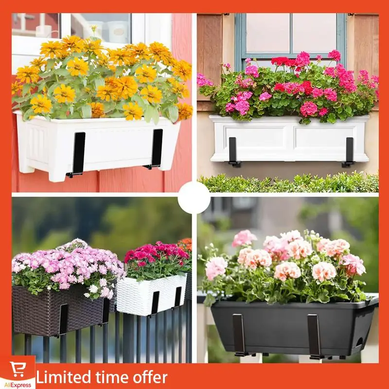 Fresh 4PCS Adjustable Planter Box Bracket (6 To 12.5 Inches) For Flower Box Holders, Window Boxes Plantershooks, Wall