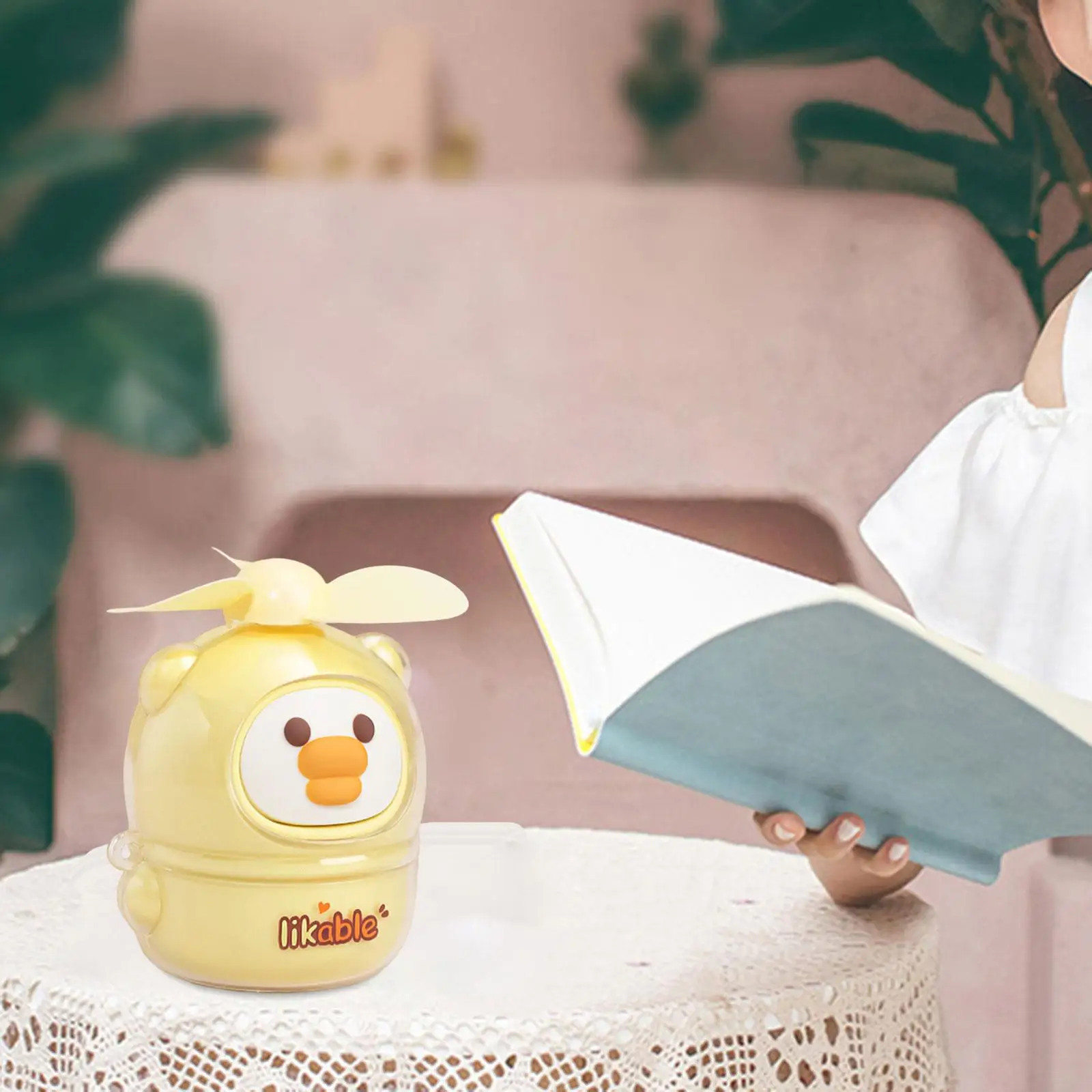 Ventilador Personal de refrigeración, Ventilador ligero recargable de dibujos animados para viajes, senderismo, Camping, dormitorio, escritorio