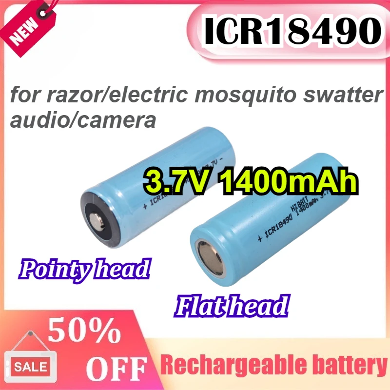 

2pcs Lot 3.7V 1400mAh ICR18490 Rechargeable Lithium Battery High Capacity Replacement for 18490 18500