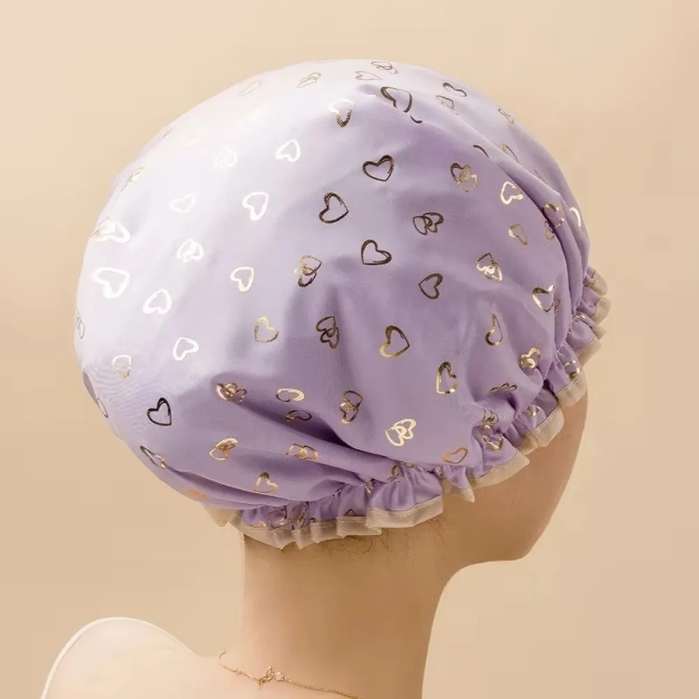 New Waterproof Shower Cap Double Layer Adjustable Shower Hair Cover Reusable Elastic Bathing Hat
