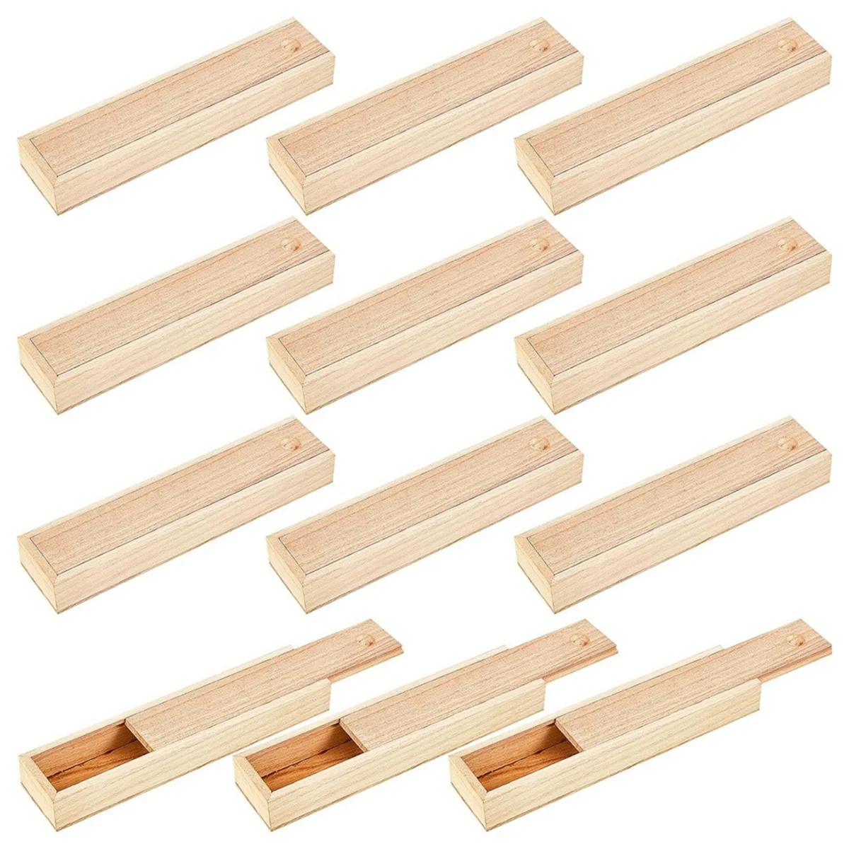 BFYL-12 pezzi scatola di legno non finita con coperchio scorrevole 9 x 2,2 x 1,2 pollici piccola scatola di legno contenitore regalo scatola di gioielli scatola di matite