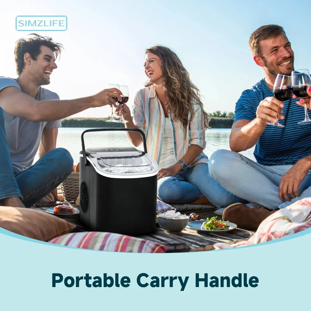 26 lbs/24H Countertop Ice Maker Machine, 9 Bullet-Shaped Ice in 6 Min, Auto-Cleaning