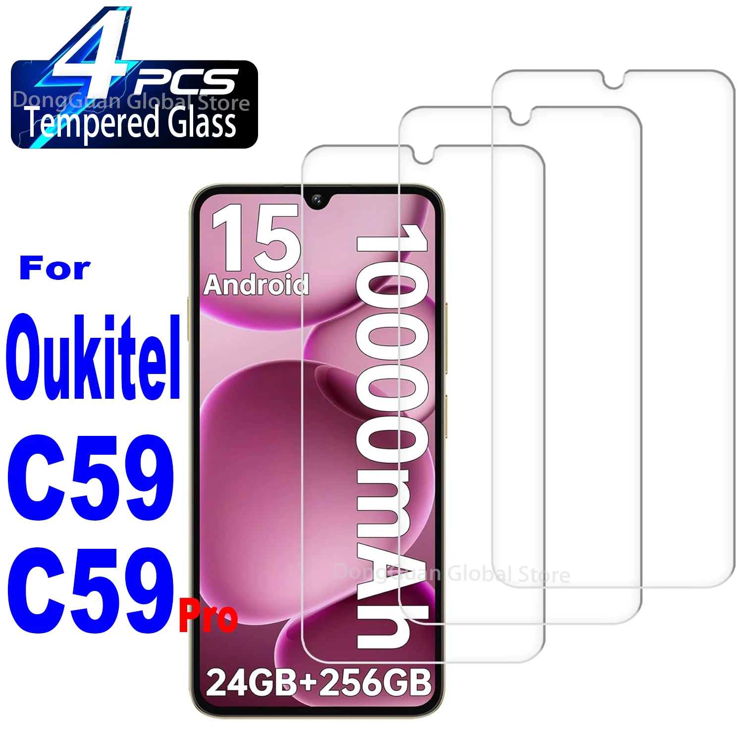 

For Oukitel C59 / C59 Pro Tempered Glass Screen Protector Glass Film