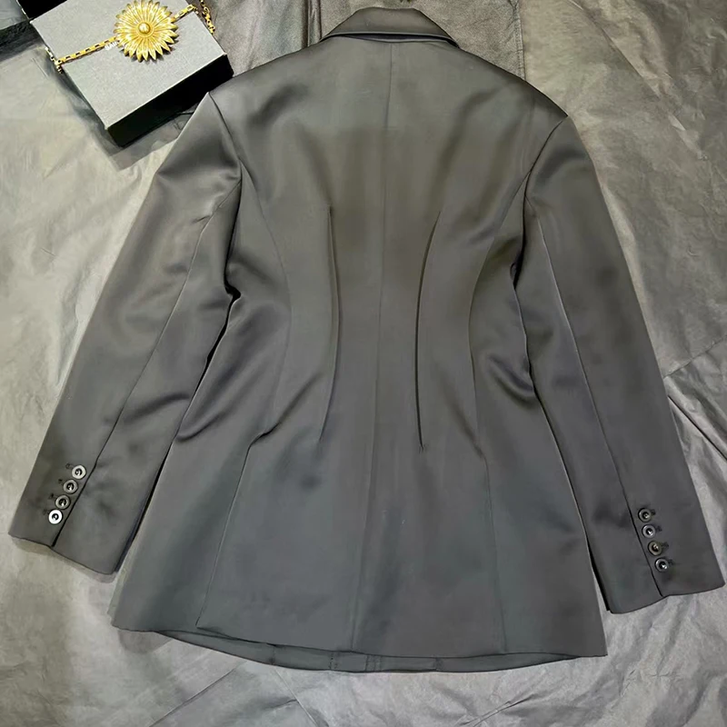 Chaqueta de traje para mujer, chaqueta clásica y de manga larga a la moda, top plisado versátil de alta calidad, 2025, nuevo estilo