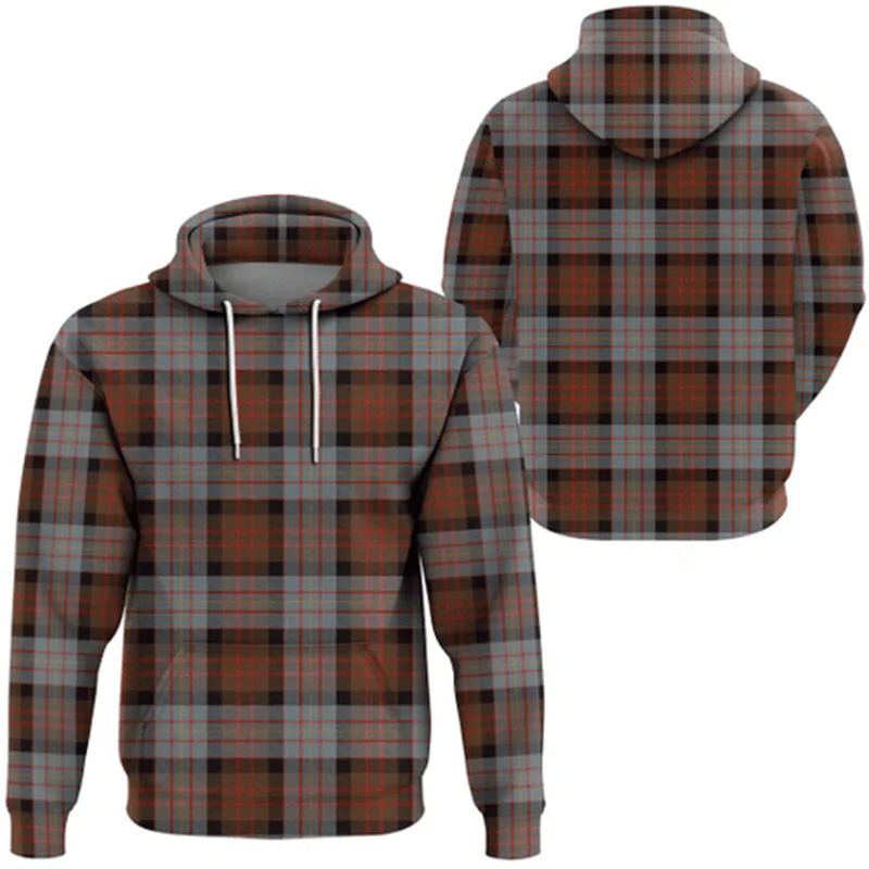 New Scottish Tartan Hoodie 3D Sweatshirt Men And Women Hooded Loose Autumn And Spring Mens Street Clothing Jacket Hoodies