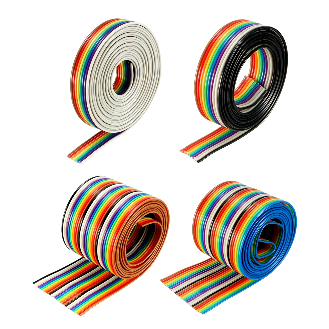 

1/2/3/5Meter 6P/8P/10P/16P/20P/26P/30P/40P 1.27mm PITCH Color Flat Ribbon Cable 1mm/1.3mm Wire Dia Rainbow Wire for FC Connector