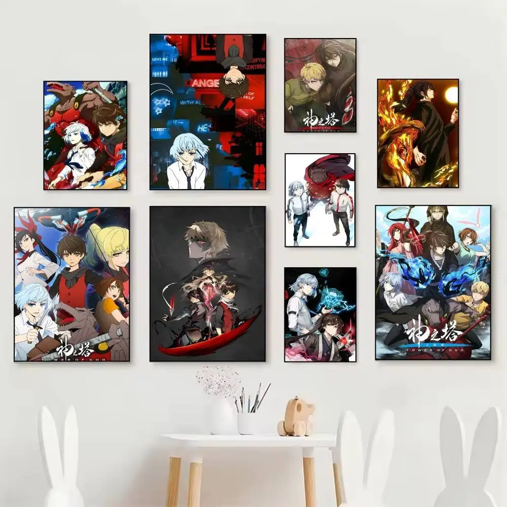 Pósteres de Anime T-Tower of God, Adhesivo Decorativo de Pared para Sala de Estar, Decoración de Pared para Bar