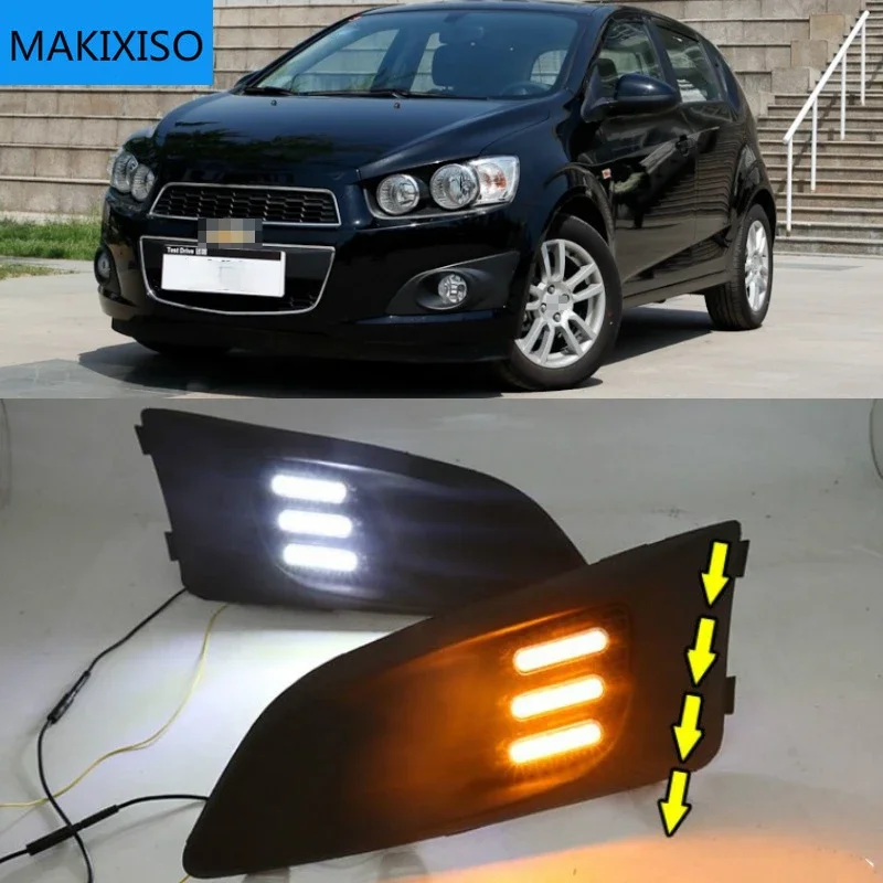 1 zestaw do Chevrolet Chevy AVEO Sonic 2011 2012 2013 Samochodowe światło LED DRL Światło do jazdy dziennej Światło dzienne z kierunkowskazem