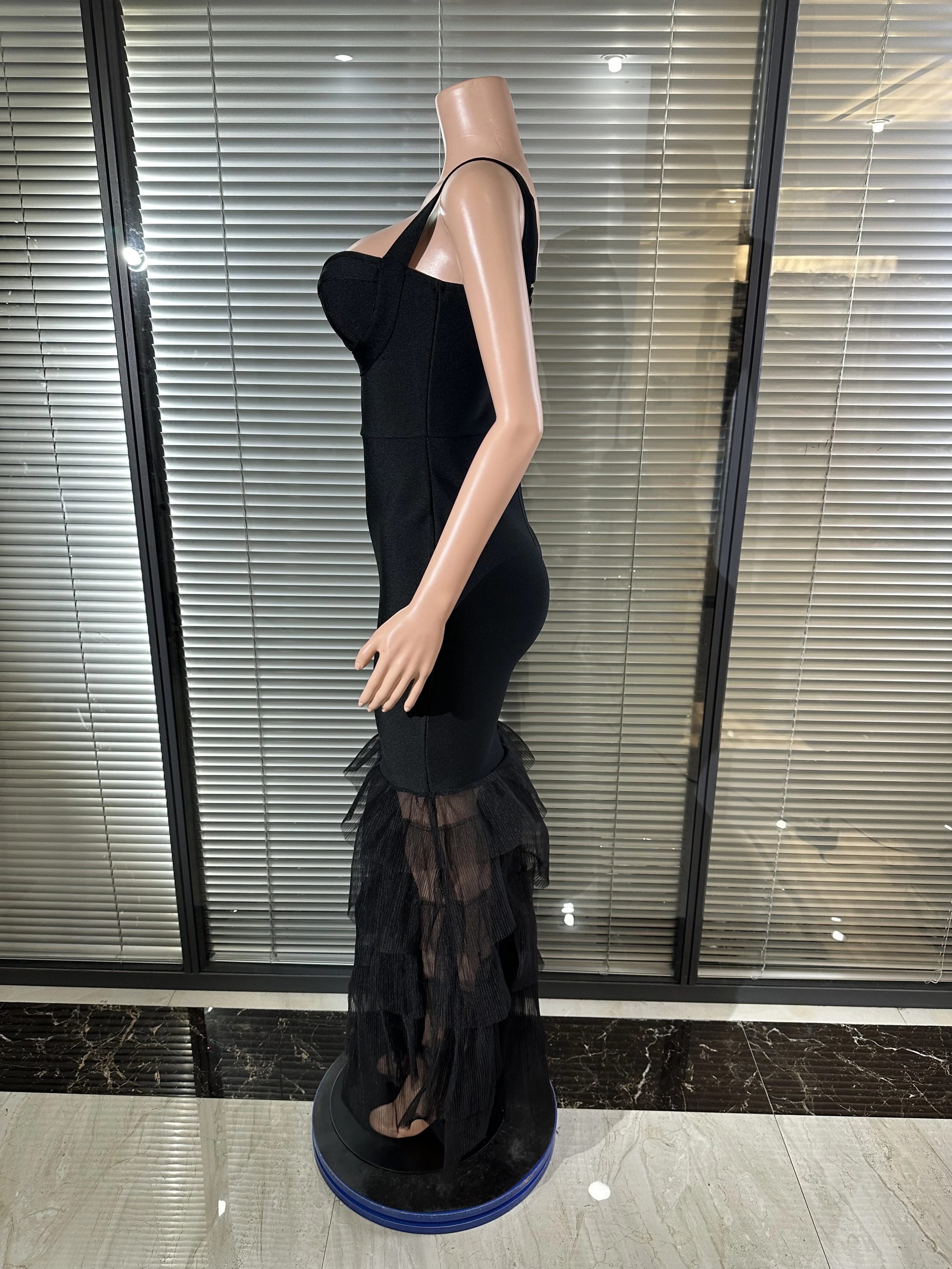 Vestido Maxi Sexy Sem Costas de Alta Qualidade para Mulheres, Vestido de Festa com Alças Finas e Camadas, Vestido Bodycon para Clubes