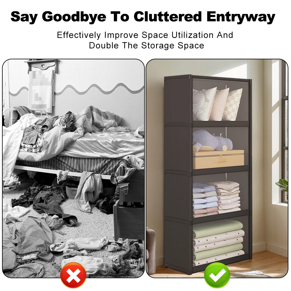 

Портативный шкаф-гардероб с крышкой, органайзер для хранения одежды, пылезащитный шкаф для хранения, многоярусная полка для одежды