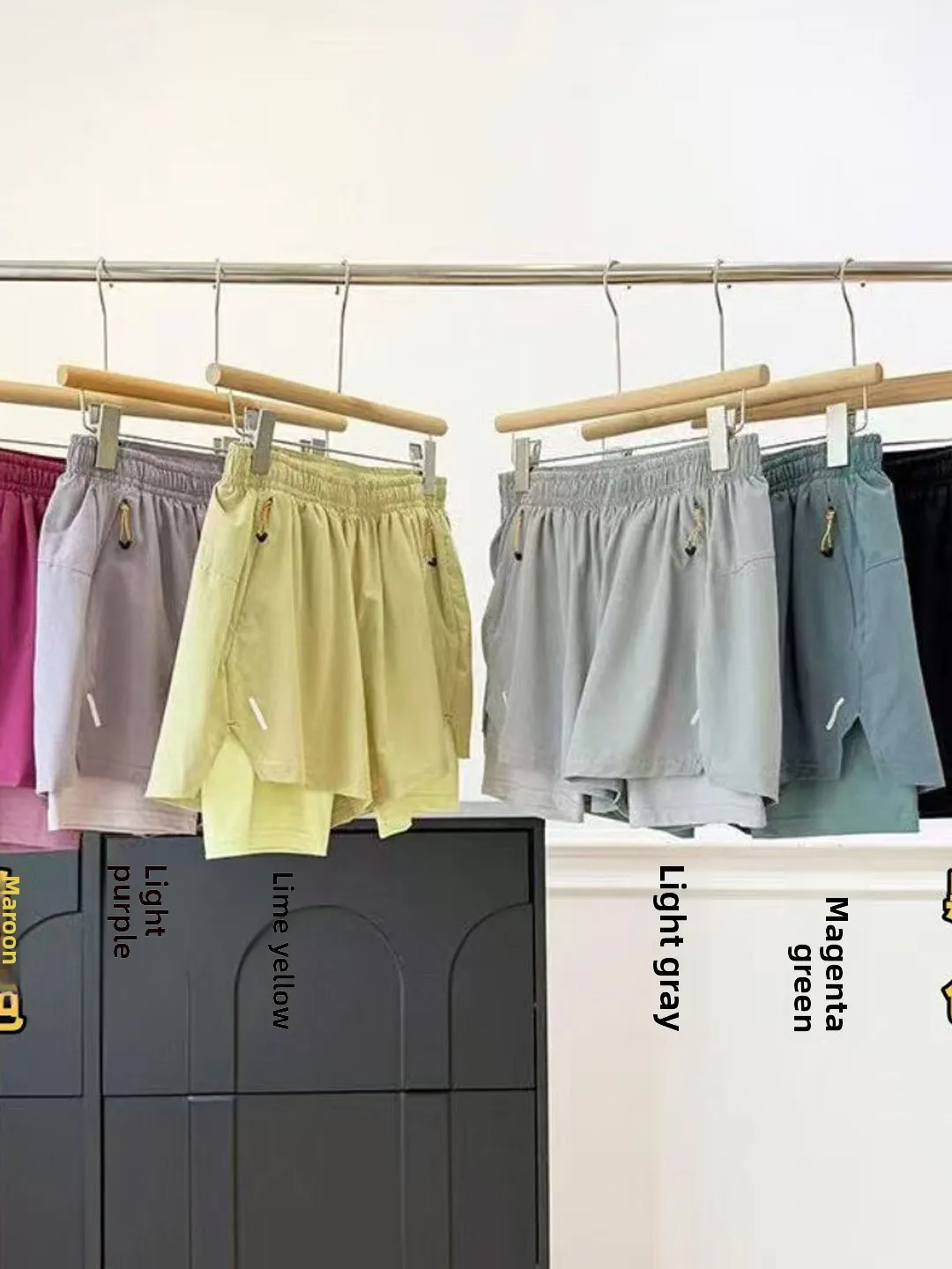 

Outdoor Running Reflective Strip Quick Dry Pants Fake Two-Piece Fitness Yoga Sports Shorts Women's Straight Leg Mid-Low Waist