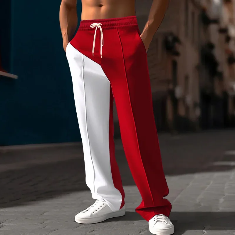 2024 Spring and Fall New Straight Leg Color Combination Casual Oversize Pants Loose Large Size Straight Leg Casual Sports Pants