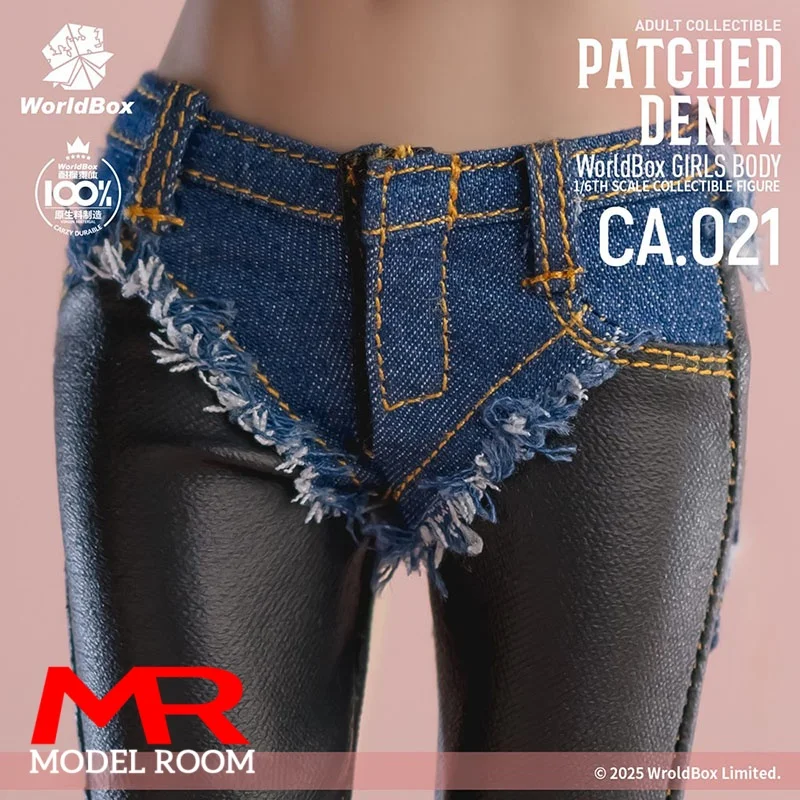 ชุดเดนิมสไตล์เรโทรแบบแพทช์เวิร์คสำหรับตุ๊กตาแอคชั่นฟิกเกอร์ขนาด 1/6 รุ่น Worldbox CA021 เหมาะสำหรับตุ๊กตาขนาด 12 นิ้ว