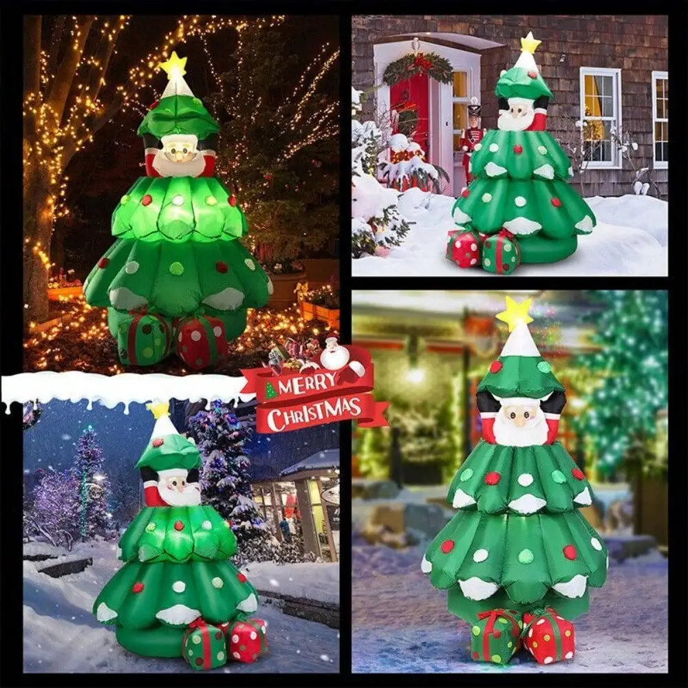 6 Foot Tall Lights Inflatable Christmas Tree (with Santa Claus & Gift Box), Inflatable Christmas Tree with Santa