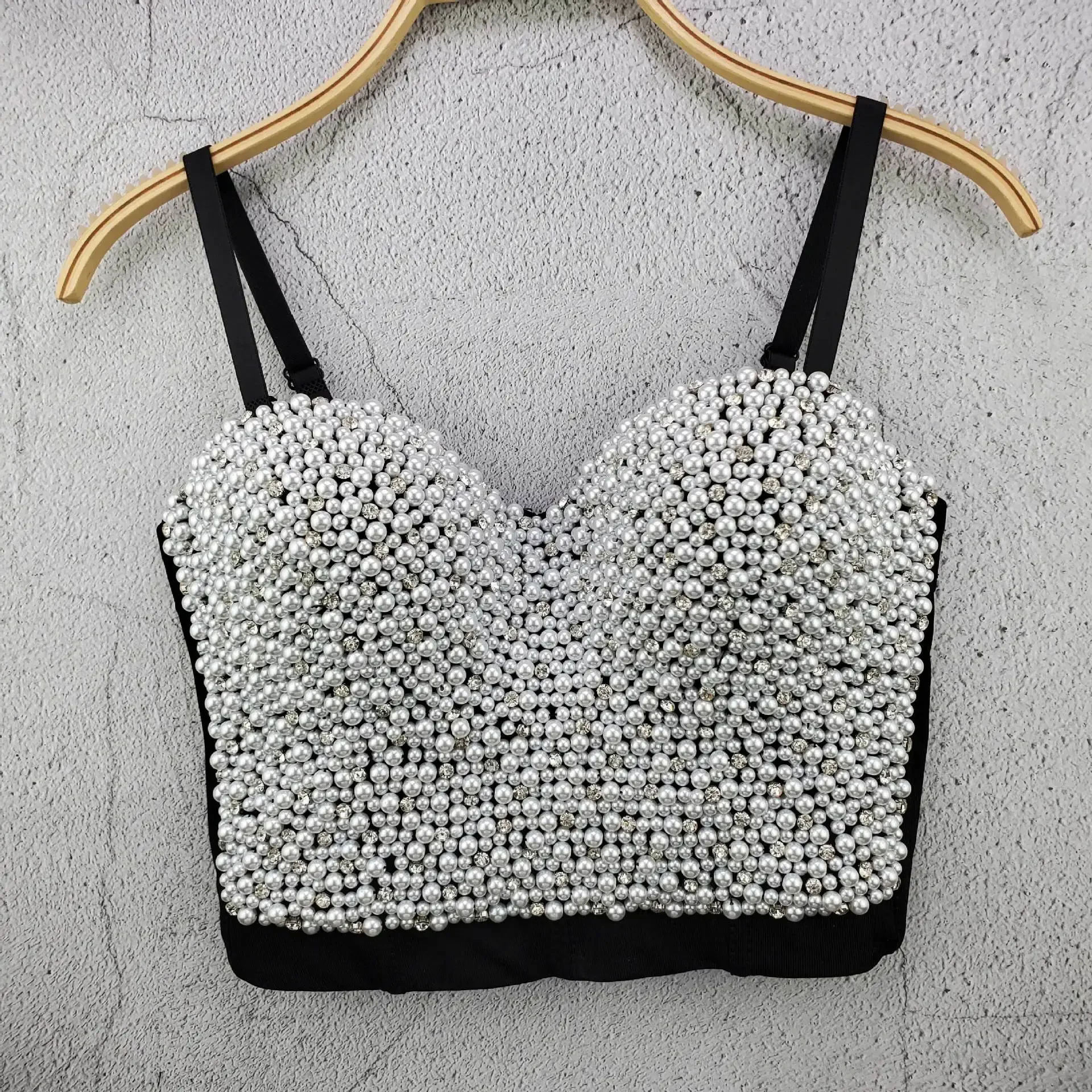 

J677 Модная женская одежда для девочек, топы для танцевальной сцены, сексуальные топы с жемчугом и бисером, укороченные топы ручной работы, клубная одежда, топ для вечеринок