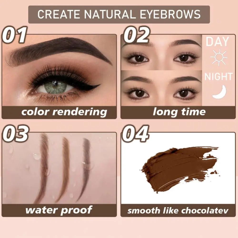 EyebloggCream-Pinceau cosmétique imperméable, rehausse les sourcils, 4 couleurs