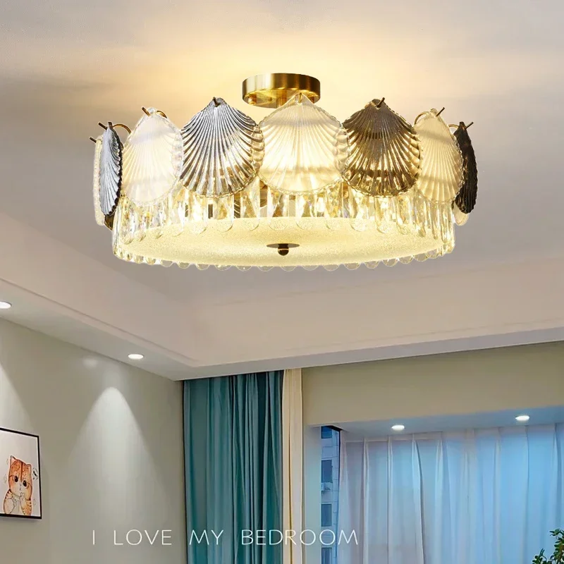 Shell Crystal Frans Modern Design Creatieve Led Plafond Kroonluchter Voor Woonkamer Slaapkamer Restaurant Lamp Ijzer