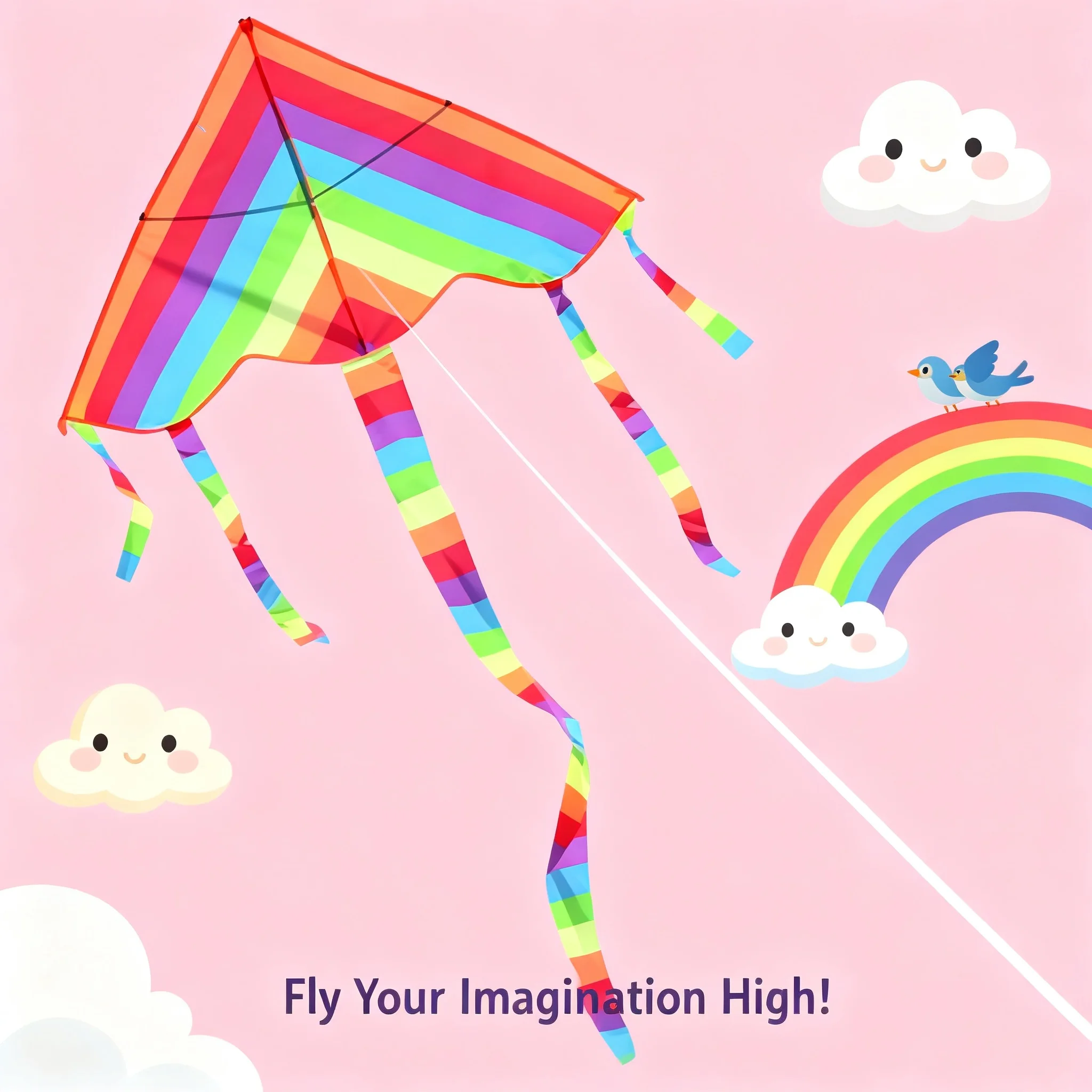 

Colorful Easy Fly Rainbow Kite for Kids Children Outdoor Sports Fun Beach Toys Kite Flying Summer Activity