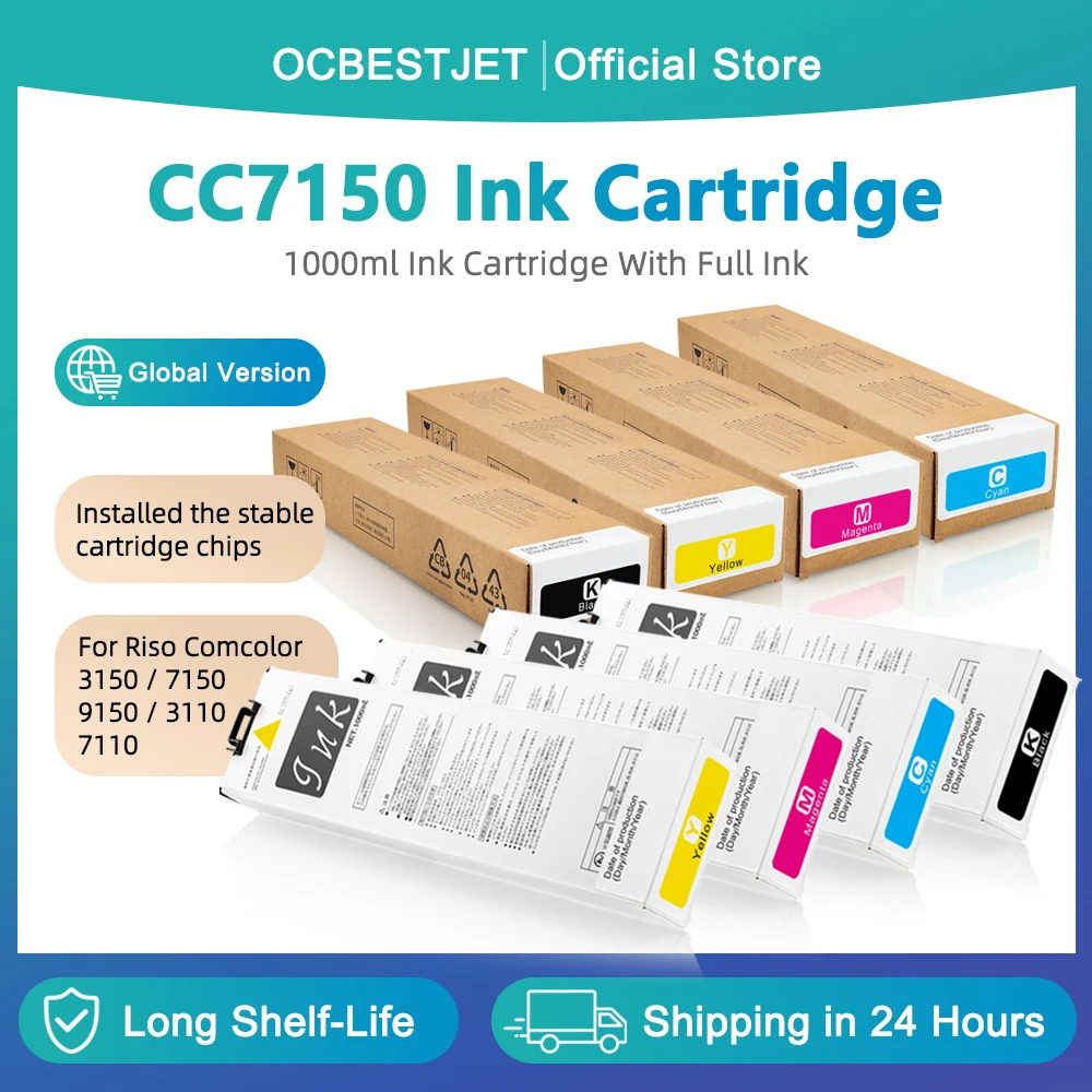 For Riso ComColor CC7150 Ink Cartridge Full With Pigment Ink For Riso 3150/7150/9150/3110/7110 Printer 1000ML