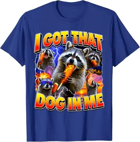 Ich habe diesen Hund in mir, ein Waschbär frisst einen Corn Dog, Bootleg, Vaterwitz, T-Shirt, Y2k, Food Art, Hotdog-Liebhaber, Grafikbekleidung, Damen, Herren, Neuheit – Detail 12