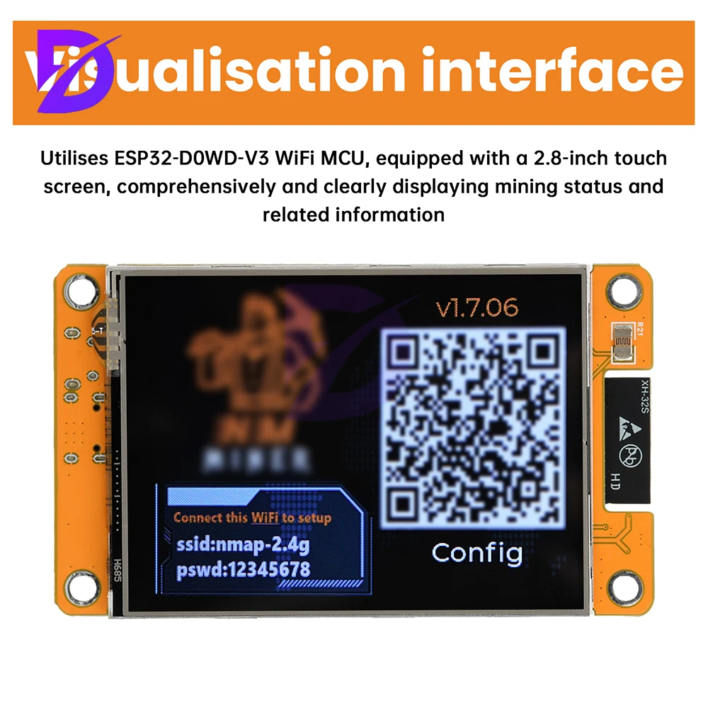 NMMiner NerdMiner Hashrate1060KH/s ESP32 2,8 Zoll Smart Display ESP32-2432S028R DROOM