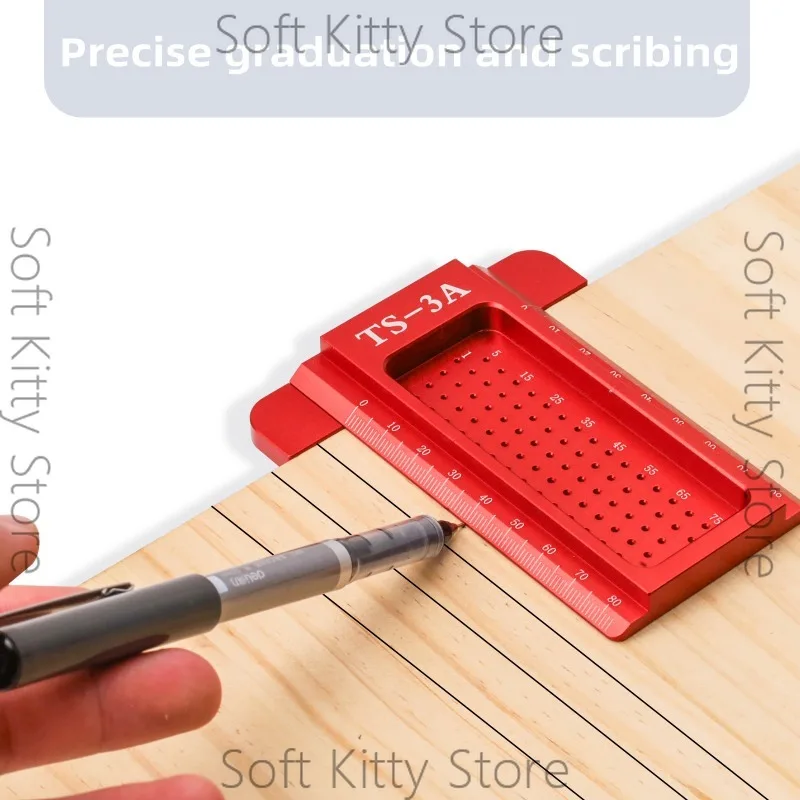 TS-3 Woodworking Scribing Ruler, Imperial Cave Ruler, Aluminum Alloy T-Ruler, Woodworking Scriber, Mini Scriber