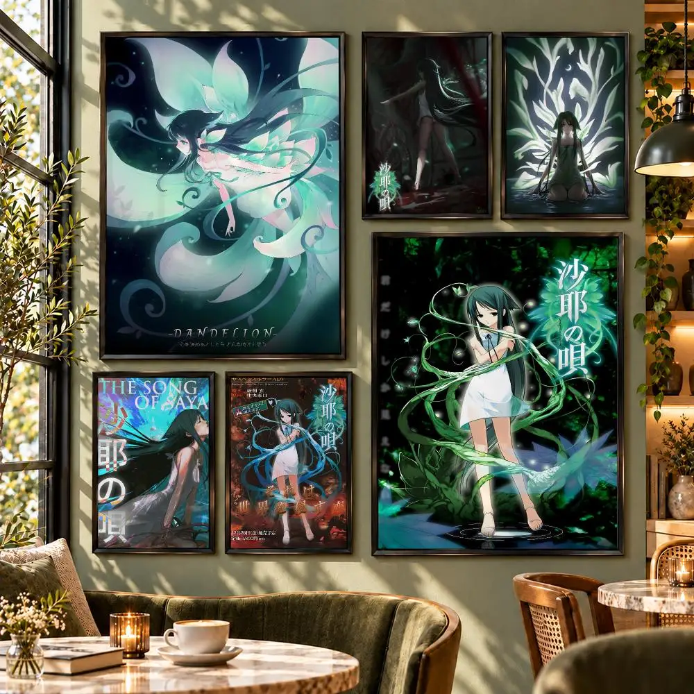 Game The Song Of Saya Dark Horror Art Poster HD Self Adhesive Wall Decor for Bedroom Dorm Room Office Gaming Room Gift
