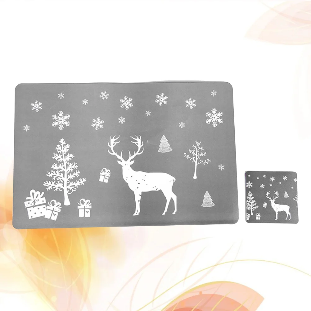 

12pcs Pvc Placemats Coasters Set Christmas Table Protection Mats Anti-Scratch Stain Resistant Easy Clean Decorative Dining Home