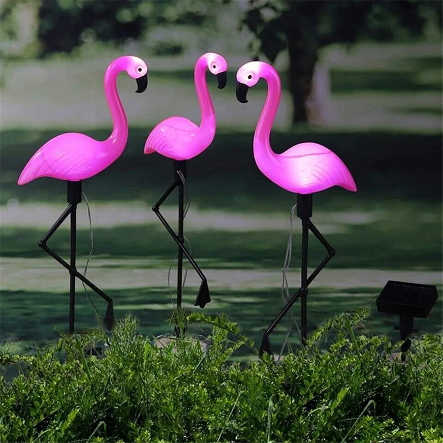 

LED Outdoor Solar Light Waterproof 1/3pcs Flamingo Shape Landscape Lawn Lamps for Park Pathway Home Garden Courtyard Decoration