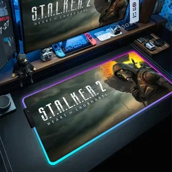 Stalker 2 Gaming RGB Mouse Pad Large Rug For Xxl PC Gamer Desktop Decoration Office Glowing Mousepad Antislip Backlight Desk Mat