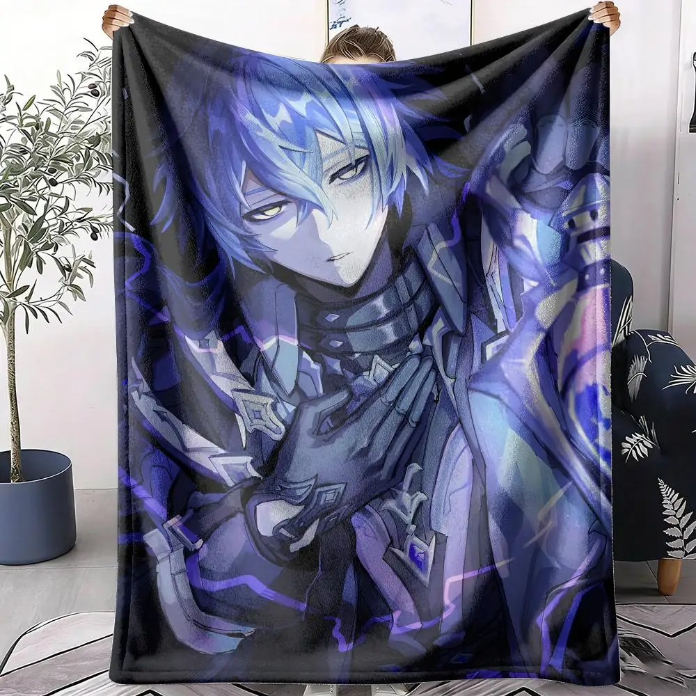Flins Genshin Impact Throw Soft Flannel Throw Blanket for Sofa Bed Couch Air Conditioning Blanket for Office Naps Home Travel