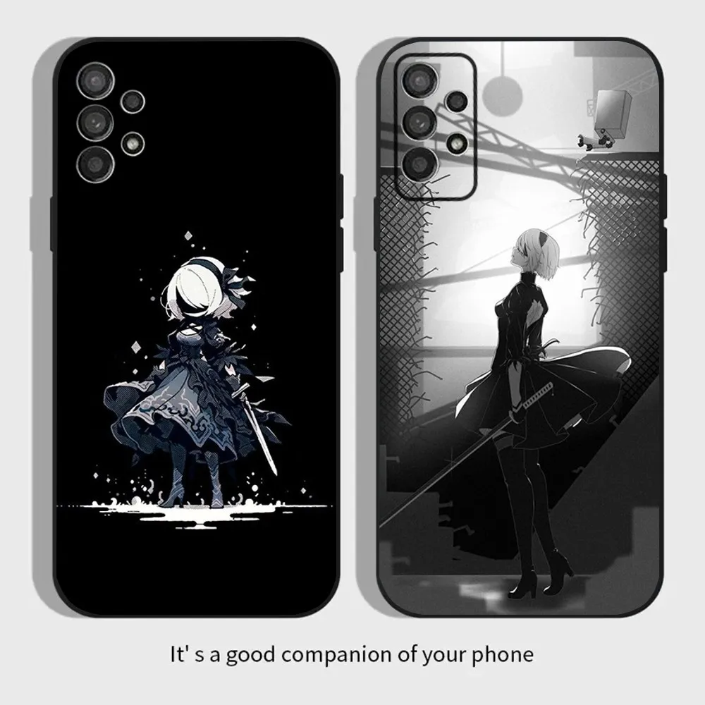 Anime N-NieR Automata 2B Phone Case For Samsung Galaxy A13,A21s,A22,A31,A32,A52,A53,A71,A80,A91 Soft Black Cover