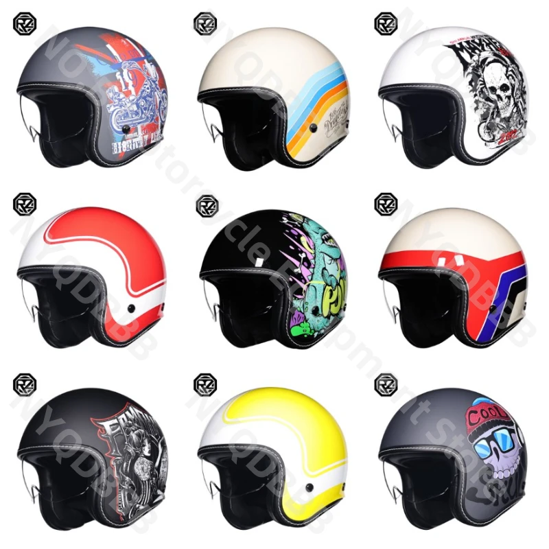 

Orz New National Standard DOT Certified Retro Motorcycle Helmets for Men and Women Scooters Cruise 3/4 Helmets