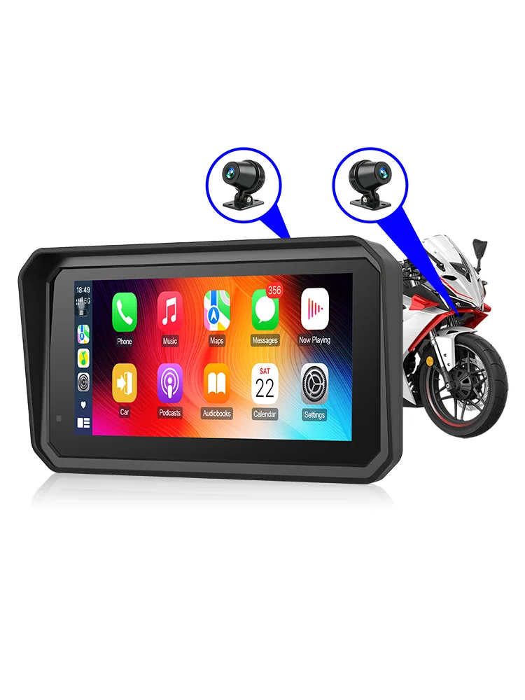 Jansite 5/6.25'' GPS voor motorfietsen Carplay DVR Navigatie Scherm Android Auto Moto Accrssories IP67 Waterdichte monitor - afbeelding 2
