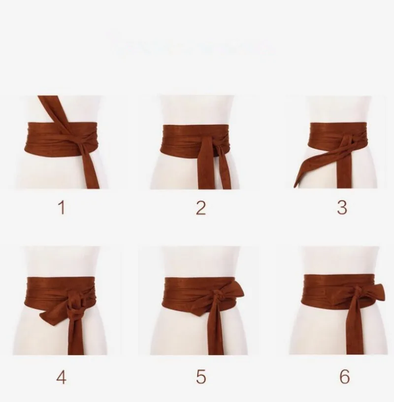 Helisopus 2024 New Suede Belts for Women Corset Camel Autumn Winter Waist Belt Female Waistband Solid Bow Tie Wide Belts