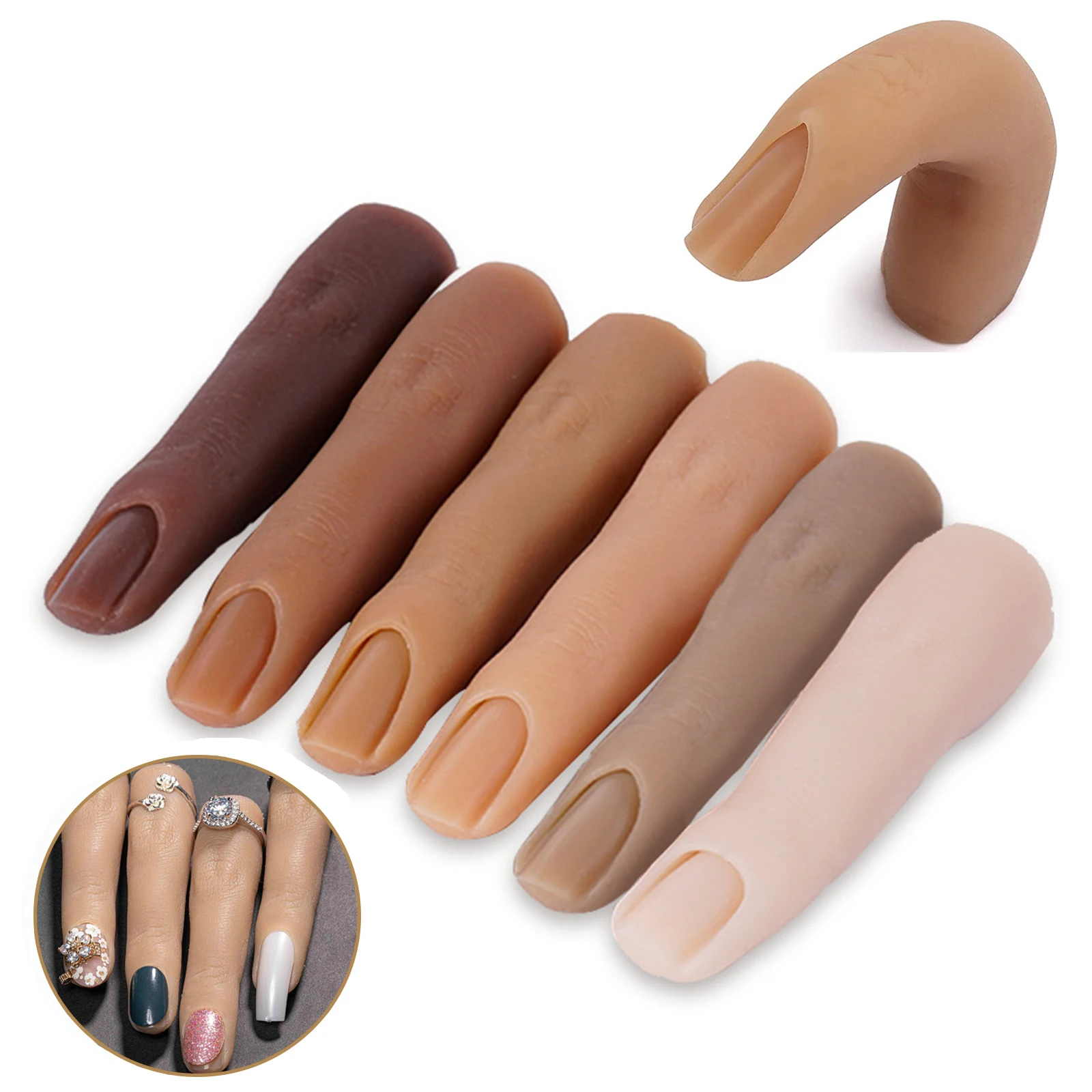 

Nail Silicone Practice Finger Model Tool With Joints Bendable Silicone Fake Finger for Training Accesories Nails Art DIY